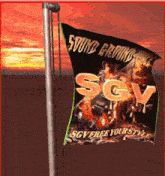 a black flag that says sgv on it
