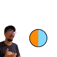 a man wearing glasses stands in front of a sign that says splodey sticky