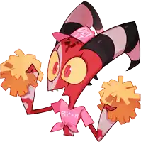 a cartoon character with a pink shirt that says bi * h