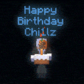 a minecraft birthday card with a cake and candle