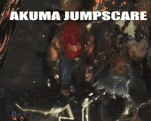 a poster for akuma jumpscarf shows a man with a beard