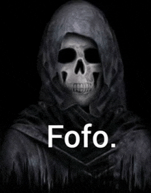 a grim reaper with a hood on his head and the words fofo .