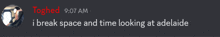 a screenshot of a text message from toghed at 9:07 am