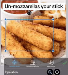 a picture of fried mozzarella sticks with the words un-mozzarellas your stick
