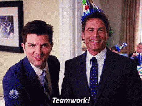 Teamwork! - Teamwork GIF - Teamwork Parks And Recreation Parks And Rec GIFs