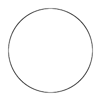 a white circle with a black outline on a white background .