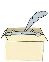 a drawing of a cat sitting in a box