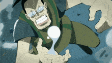 a cartoon of a man with glasses holding something in his hands