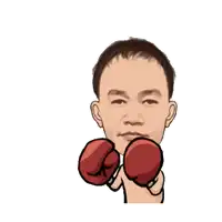 a cartoon of a man wearing boxing gloves with a big head