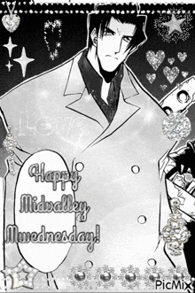 a picture of a man with the words happy midvalley wednesday on it