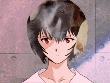 a close up of a girl 's face with a ghost behind her