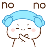 a cartoon character with a blue towel on his head and the words no no on the bottom