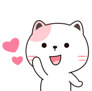 Kitty Heart Sticker - Kitty Heart Waving Stickers