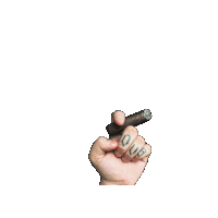 a man with a tattoo on his wrist holds a cigar in his fist