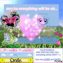 a picture of a girl with a heart and the words " maybe everything will be ok "