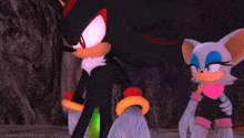 shadow the hedgehog standing next to rouge the bat