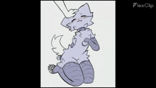a drawing of a white furry animal with a person petting it 's head .