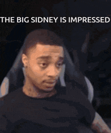 a man with a surprised look on his face and the words " the big sidney is impressed " below him
