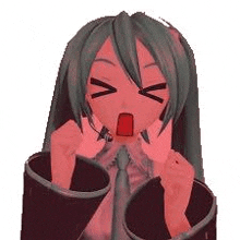 hatsune miku is making a surprised face while wearing a red tie .