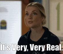 a woman says " it 's very very real " in front of a computer screen