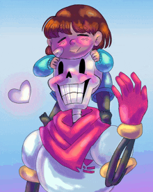 a drawing of papyrus carrying a little girl on his back