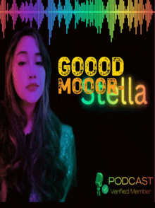 a woman is featured on the cover of a podcast called good mood nilling