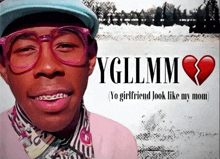 a picture of a man with glasses and the words ygllmm