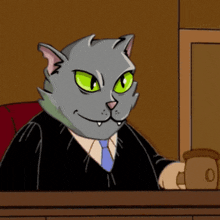 a cartoon of a cat in a judge 's robe