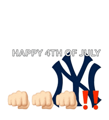 a poster that says " let 's go yankees " and " happy 4th of july "