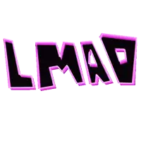 the word lmao is written in pink and yellow