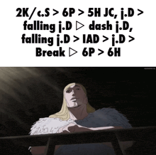a picture of a man with the words 2k / c.s > 6p > 5h