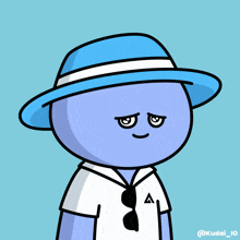 a cartoon character wearing a blue hat is holding money