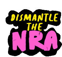 a sign that says dismantle the nra in yellow
