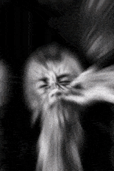 a blurry black and white photo of a person 's face with their eyes closed