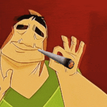 a cartoon character with a cigarette in his hand