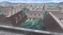 an aerial view of a small town with a lot of buildings and trees