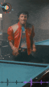 a man in a red jacket with the words " your vo " on the bottom
