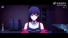 a girl in a red jacket is being recorded in a room with a rec button