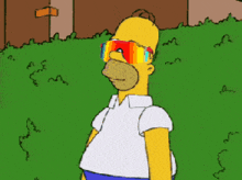 a cartoon of homer simpson wearing sunglasses and a white shirt