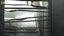 a cartoon of a person walking on a ledge with the letters a and s below them