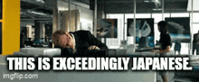 a man laying on a desk with the words this is exceedingly japanese