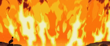two cartoon characters are surrounded by flames in a video game