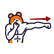 a drawing of a bear flexing its muscles with an arrow pointing up .