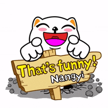 jumping sign white cat that%27s funny