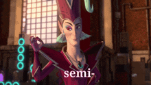 a cartoon character with the word semi written on the bottom