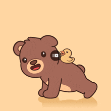 a teddy bear with a rubber duck on its back and a youtube logo