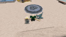 a screenshot of a video game shows a person standing in a circle with a touch button