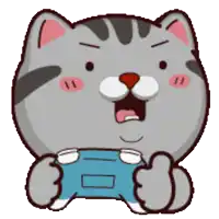 a cartoon cat holding a video game controller and giving a thumbs up