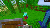 a screenshot of a video game called minecraft shows a person holding a sword and shield .