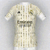 a white and yellow striped shirt with the number 10 on the back